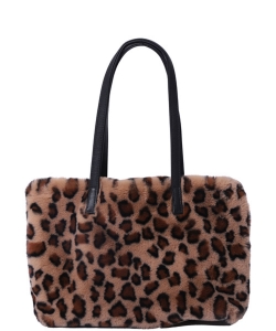 Soft Fur Animal Print Tote Shoulder Bag HBG103773  KHAKI